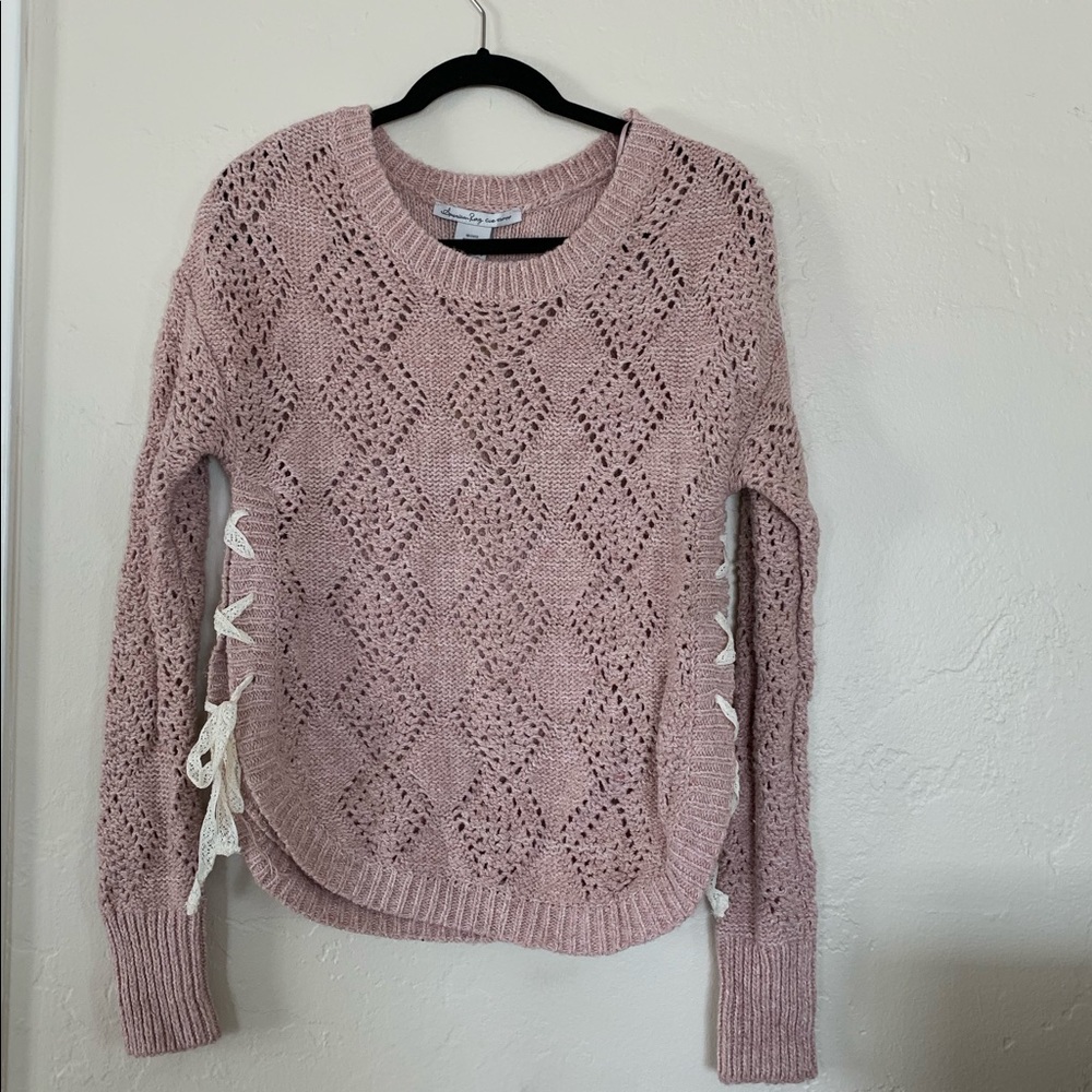 American Rag sweater with lace tie sides